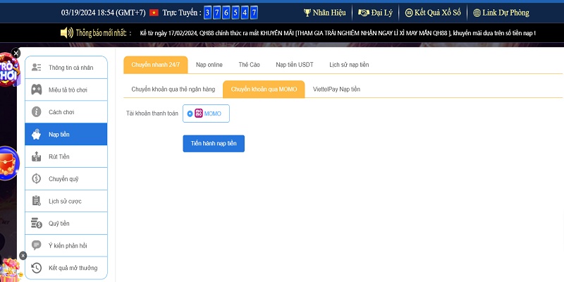 Hướng dẫn Nạp tiền QH88 dễ dàng nhanh chóng và an toàn Quét mã QR nạp tiền QH88